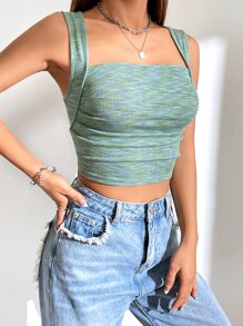 SHEIN Unity Top tank crop de space dye fruncido - verde menta - Ver 1