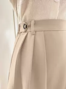 DAZY 高腰褶皱细节半身裙 - 杏色 - 查看 5