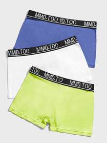 Men 3pcs Bear Print Contrast Letter Tape Boxer Brief - Multicolor - View 2