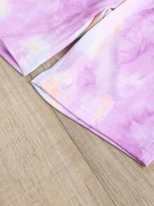 小女童紮染T恤和短褲 - 紫色 - 查看 4