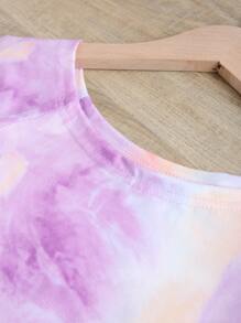 小女童紮染T恤和短褲 - 紫色 - 查看 5