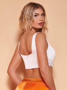 SHEIN BAE Asymmetrical Hem Crop Tank Top - White - View 2