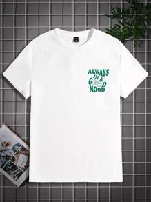 Manfinity VCAY 男士標語圖案T恤 - 白色 - 查看 1