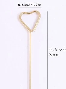 10入組心形設計卡片金屬夾餐位卡夾適合婚禮派對 - 金色 - 查看 3