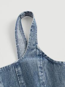 SHEIN MOD Áo khoác denim nữ Bất đối xứng Dây kéo màu trơn Giải trí - Rửa trung bình - Xem 4