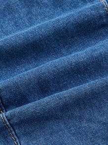 SHEIN MOD Raw Trim Halter Neck Backless Bandana Hem Denim Top - Medium Wash - View 4