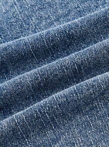 SHEIN MOD Ruched Wrap Denim Skirt - Light Wash - View 4