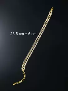 1pc Luxury Zinc Alloy Rhinestone Decorated Anklet, Suitable For Men And Women As Daily Accessory Chain - Yellow Gold - View 4