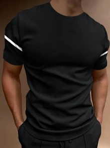 Manfinity Homme Men Contrast Piping Tee - Black - View 1