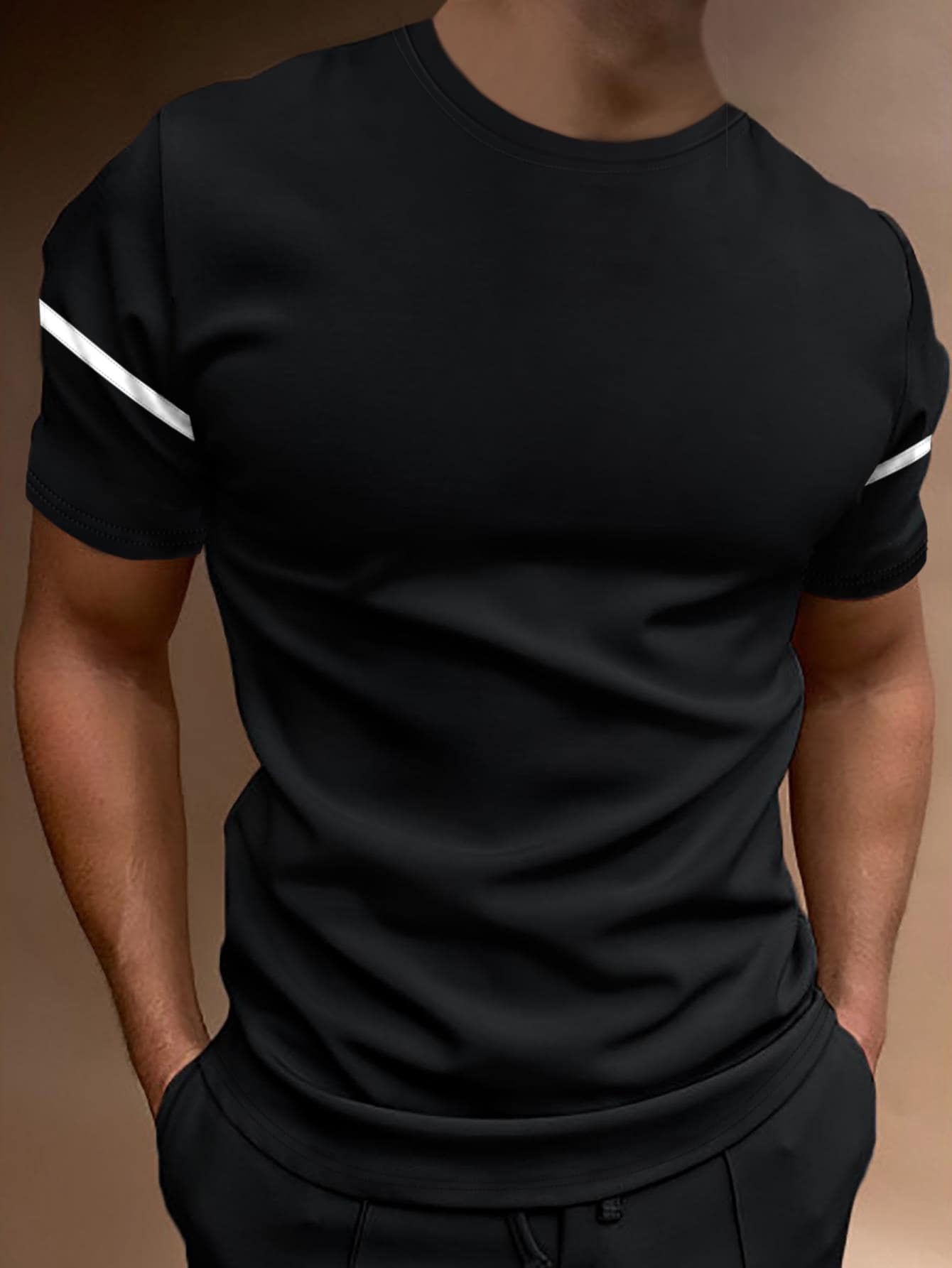 Manfinity Homme Men Contrast Piping Tee - Black - View 1