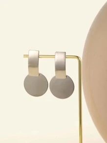 圓形耳墜 - 銀色 - 查看 1