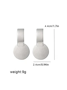 圓形耳墜 - 銀色 - 查看 4