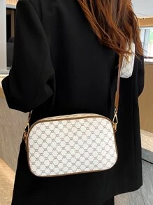 Geometric Pattern Square Bag With Coin Purse Fashionable PU - Multicolor - View 1