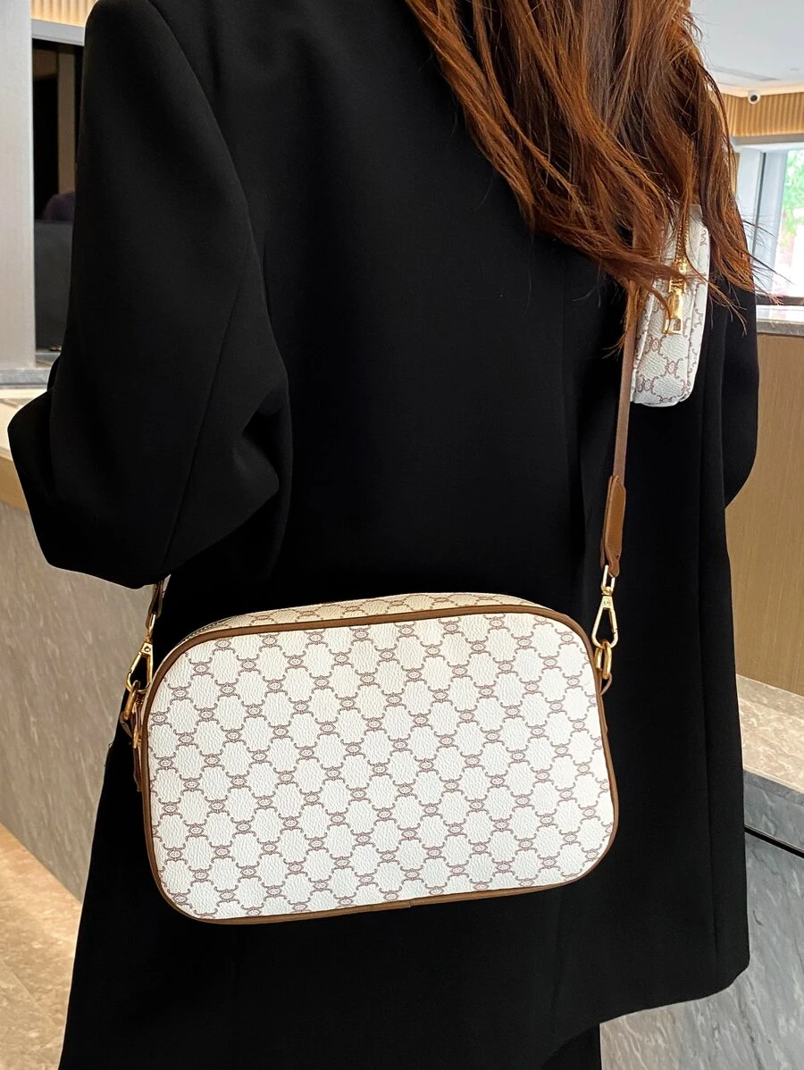 Geometric Pattern Square Bag With Coin Purse Fashionable PU - Multicolor - View 1