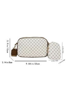Geometric Pattern Square Bag With Coin Purse Fashionable PU - Multicolor - View 3