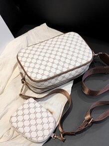 Geometric Pattern Square Bag With Coin Purse Fashionable PU - Multicolor - View 5