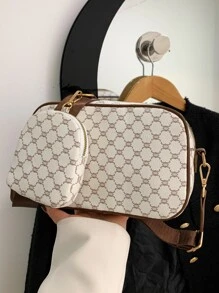 Geometric Pattern Square Bag With Coin Purse Fashionable PU - Multicolor - View 6