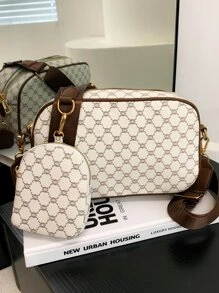 Geometric Pattern Square Bag With Coin Purse Fashionable PU - Multicolor - View 7