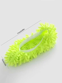 1pair Polyester Shoe Cover, Solid Color Green Removable And Washable Indoor Shoe Cover For Cleaning And Mopping - Green - View 3
