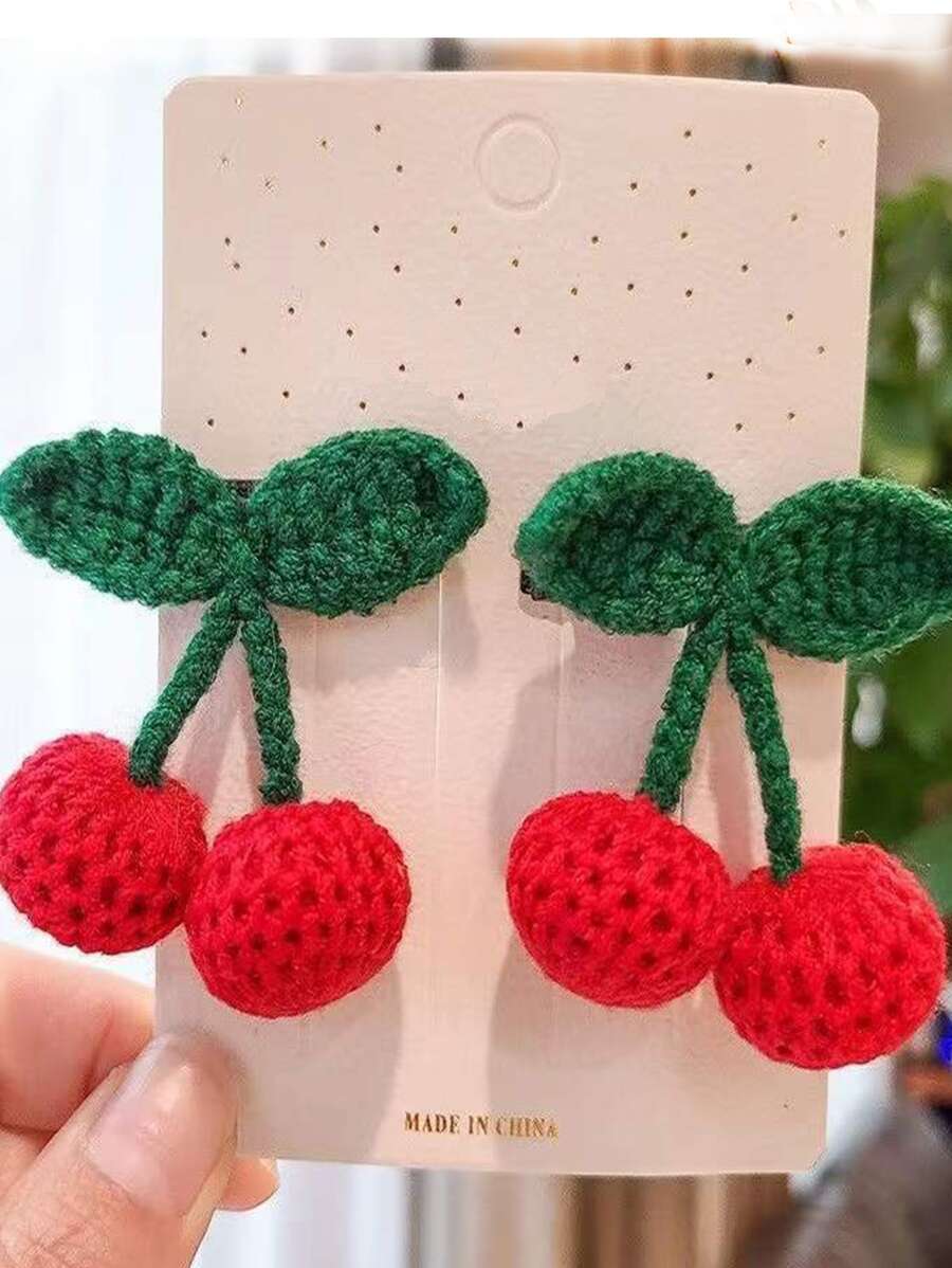 2 件樱桃形发夹，可爱的儿童发饰，漂亮的派对装饰 - 彩色 - 查看 1