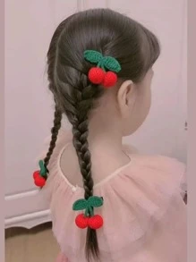 2 件樱桃形发夹，可爱的儿童发饰，漂亮的派对装饰 - 彩色 - 查看 4