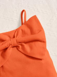 SHEIN Young Girl Toddler Girls Big Bow Front Cami Top - Orange - View 4
