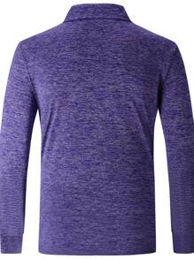 Áo thun có cổ Nam Nút phía trước màu trơn Giải trí - Màu tím  Violet - Xem 2