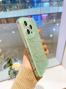 透明手機殼帶閃光紙 - 綠色 - 查看 2