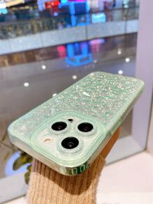 透明手機殼帶閃光紙 - 綠色 - 查看 4