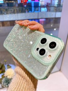 透明手機殼帶閃光紙 - 綠色 - 查看 5