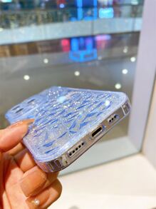 Vỏ điện thoại trang trí rhinestone - Màu xanh nhạt - Xem 3