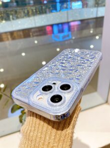 Vỏ điện thoại trang trí rhinestone - Màu xanh nhạt - Xem 4