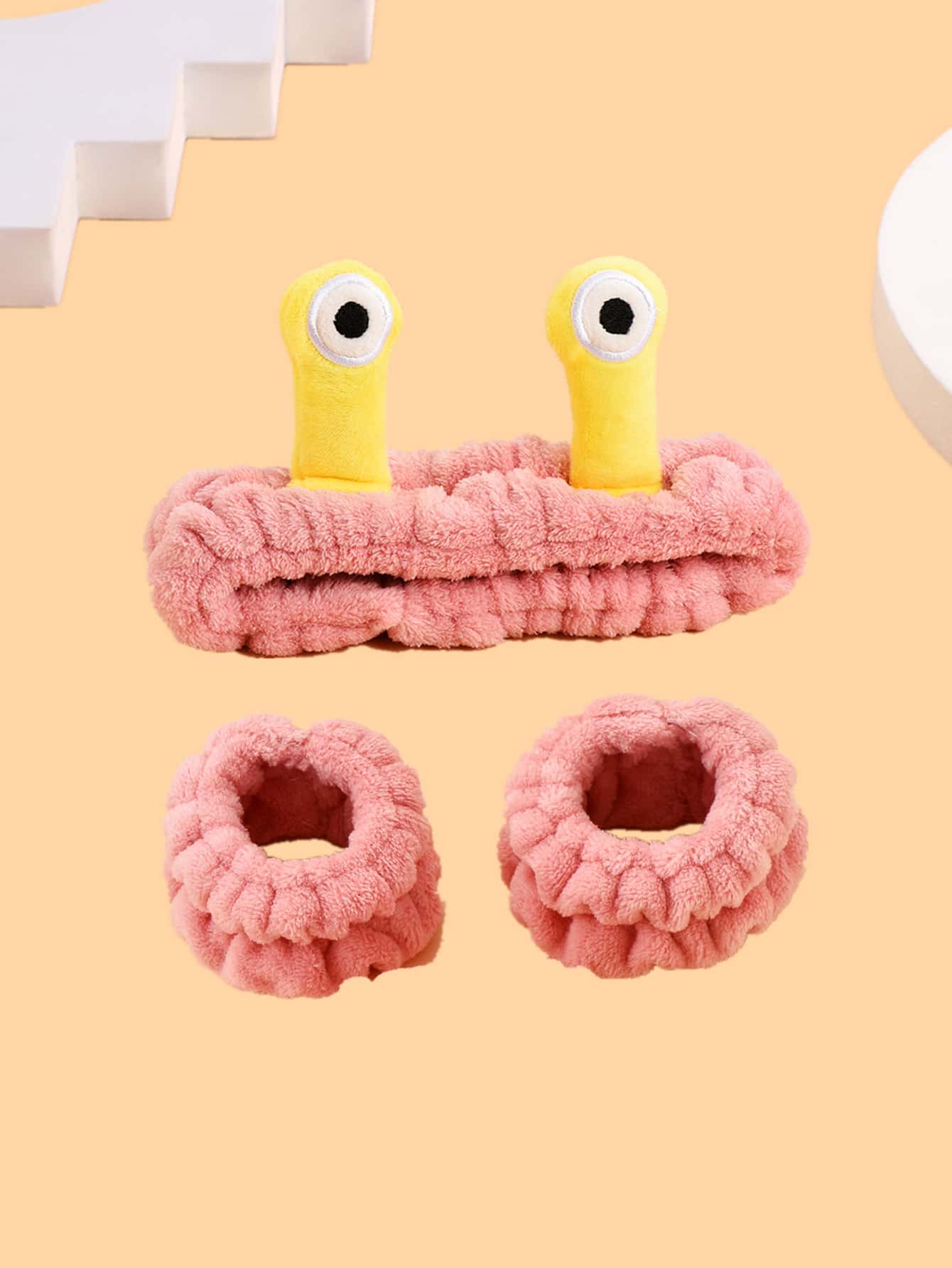 3入組卡通眼睛裝飾沐浴髮帶和沐浴腕帶現代滌綸沐浴髮帶和腕帶旅行