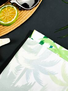 Manfinity Hombres Shorts de natación con estampado tropical de cintura con cordón - Multicolor - Ver 3