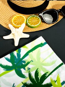 Manfinity Hombres Shorts de natación con estampado tropical de cintura con cordón - Multicolor - Ver 6