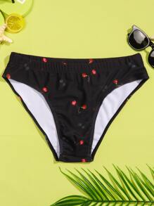 Manfinity Hombres Calzoncillo de natación con estampado de cereza - Negro - Ver 1