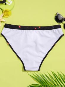 Manfinity Hombres Calzoncillo de natación con estampado de cereza - Negro - Ver 4