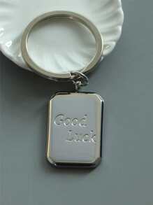 1入組女士字母細節幾何吊飾不銹鋼休閒鑰匙扣適合日常生活 - 淺灰色 - 查看 3