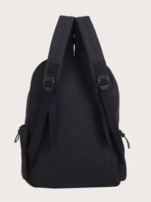 Casual, Classic Minimalist Drawstring Design Functional Backpack For Teen Girls Women,College Students, White-Collar Workers Perfect For High School,College,Business,Work Outdoors Back To SchoolSchool Bag - Black - View 4