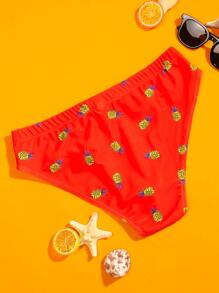 Manfinity Men Pineapple Print Swim Brief - Red - View 2