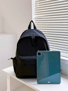 Casual, Classic Minimalist Drawstring Design Functional Backpack For Teen Girls Women,College Students, White-Collar Workers Perfect For High School,College,Business,Work Outdoors Back To SchoolSchool Bag - Black - View 5