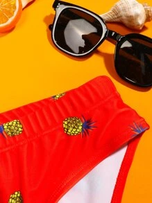 Manfinity Men Pineapple Print Swim Brief - Red - View 3