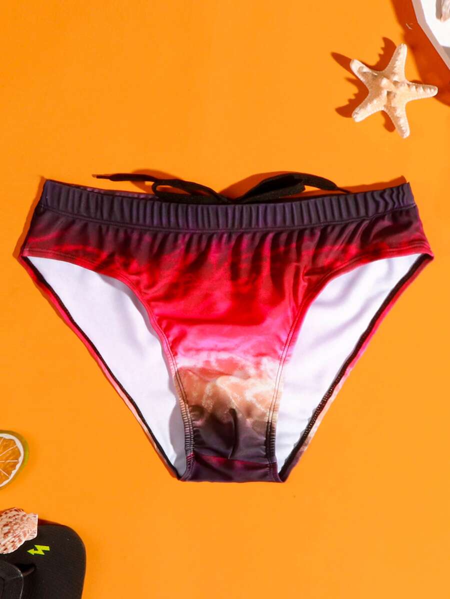 Manfinity Men Tie Dye Drawstring Waist Swim Brief - Multicolor - View 1