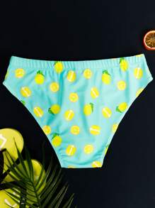 Manfinity Hombres Calzoncillo de natación con estampado de limón - Multicolor - Ver 2