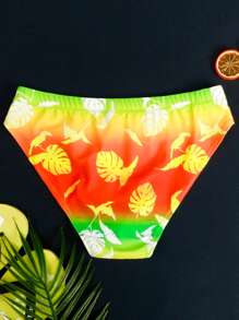 Manfinity Hombres Calzoncillo de natación de ombré & con estampado tropical - Multicolor - Ver 2