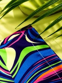 Manfinity KASUA Men Allover Graphic Print Drawstring Waist Swim Trunks Pool Shorts, For Beach, Vacation,Hawaiian