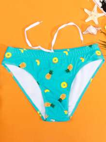 Manfinity Swimmode Men Pineapple Print Swim Brief - Mint Blue - View 1