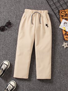 SHEIN 小男童馬刺繡長褲