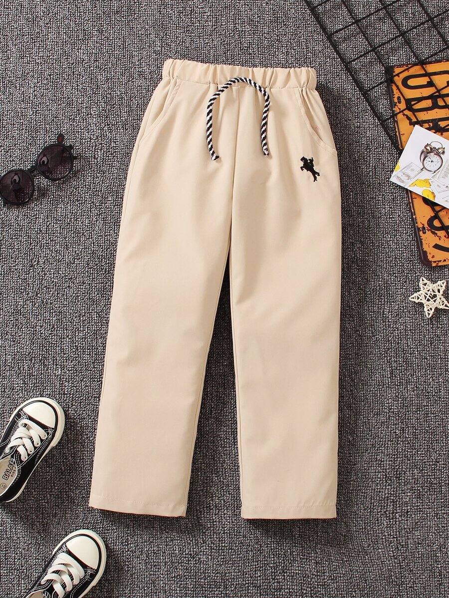 SHEIN 小男童馬刺繡長褲