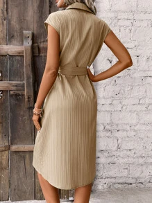 SHEIN LUNE 蝙蝠袖襯衫連衣裙 - 杏色 - 查看 2